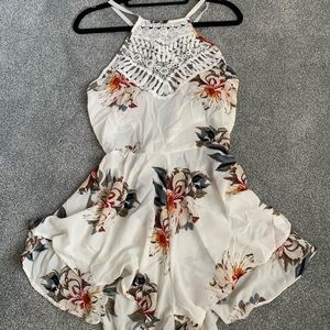 Floral open back romper